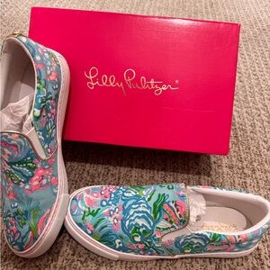 Lilly Pulitzer Julie Sneaker Slip on - Blue Ibiza Cabana Size 8M